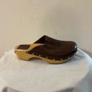 Tory Burch Leather Clogs with Wooden Sole